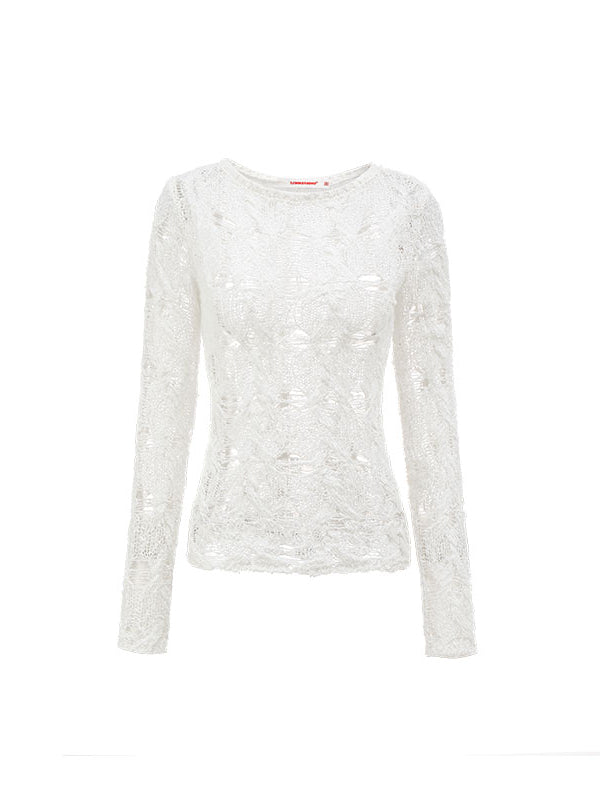 Hollow-out Sheer Knitted Top - CHINASQUAD