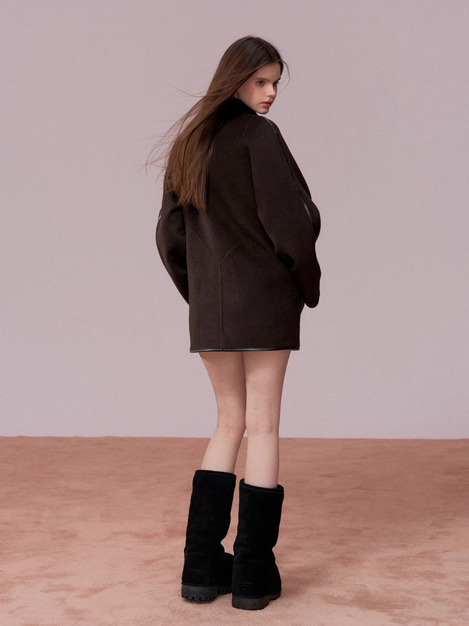 Vintage Shearling-Wool Double-Faced Coat