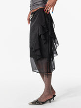 Layered Mesh Tie-Up Midi Skirt - CHINASQUAD