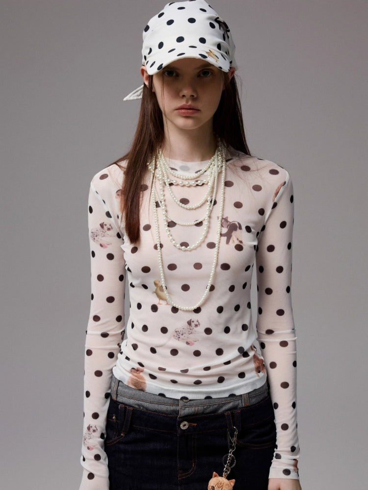 Polka Dot Pet Print Headscarf Baseball Cap