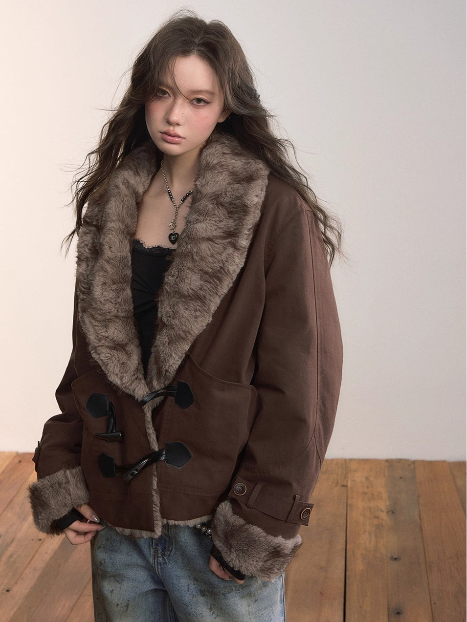 Reversible Faux Fur Toggle Jacket