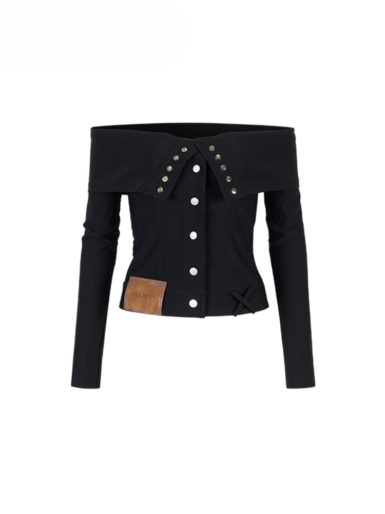 Collared Waist-fitted High-stretch Denim Jacket - CHINASQUAD