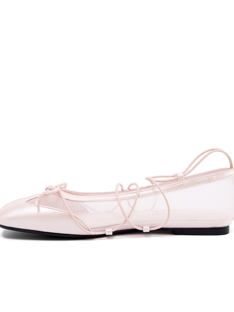 Sheepskin Microfiber Mesh Strap Mary Jane Flats - CHINASQUAD