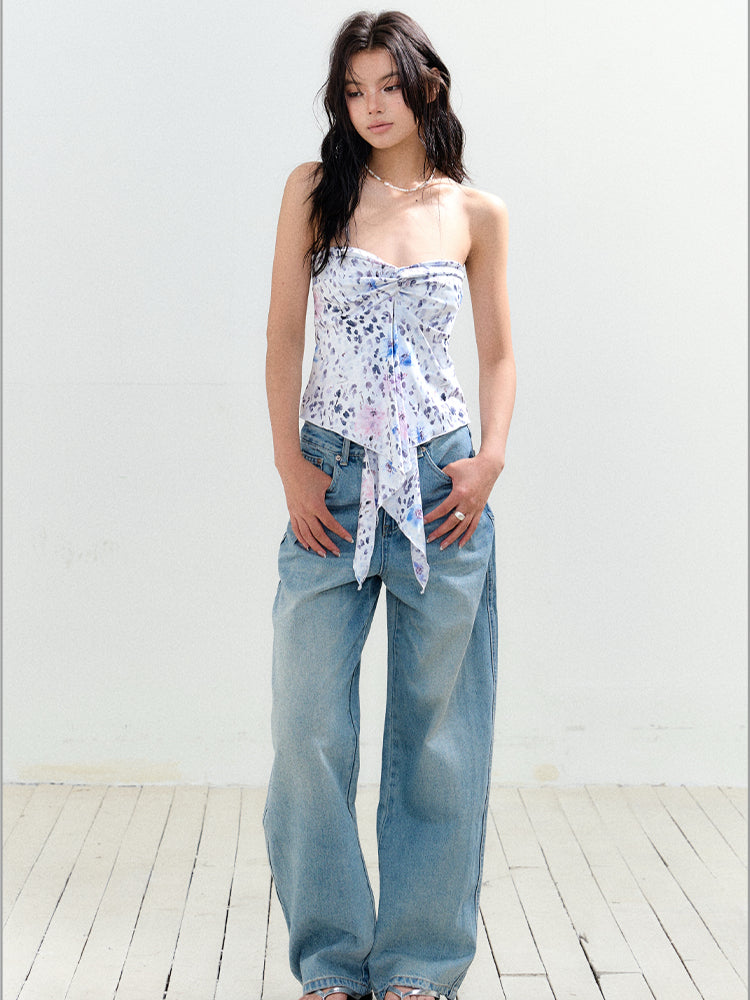 Knotted Asymmetric Hem Tube Blouse - CHINASQUAD