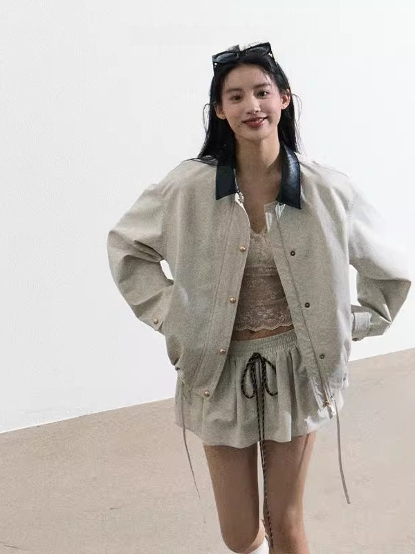 Vintage Intellectual-Style Relaxed Short Jacket