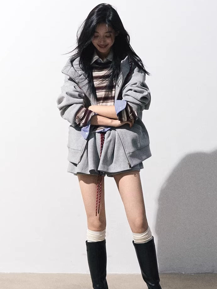 Miu-Inspired Varsity Sweatshirt & Skirt Set
