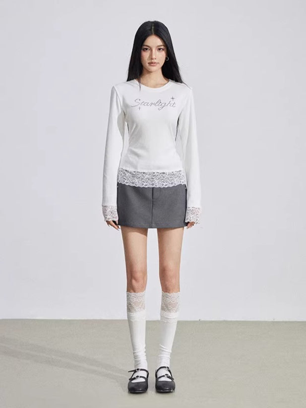 Rhinestone Lace Long Sleeve Base Layer