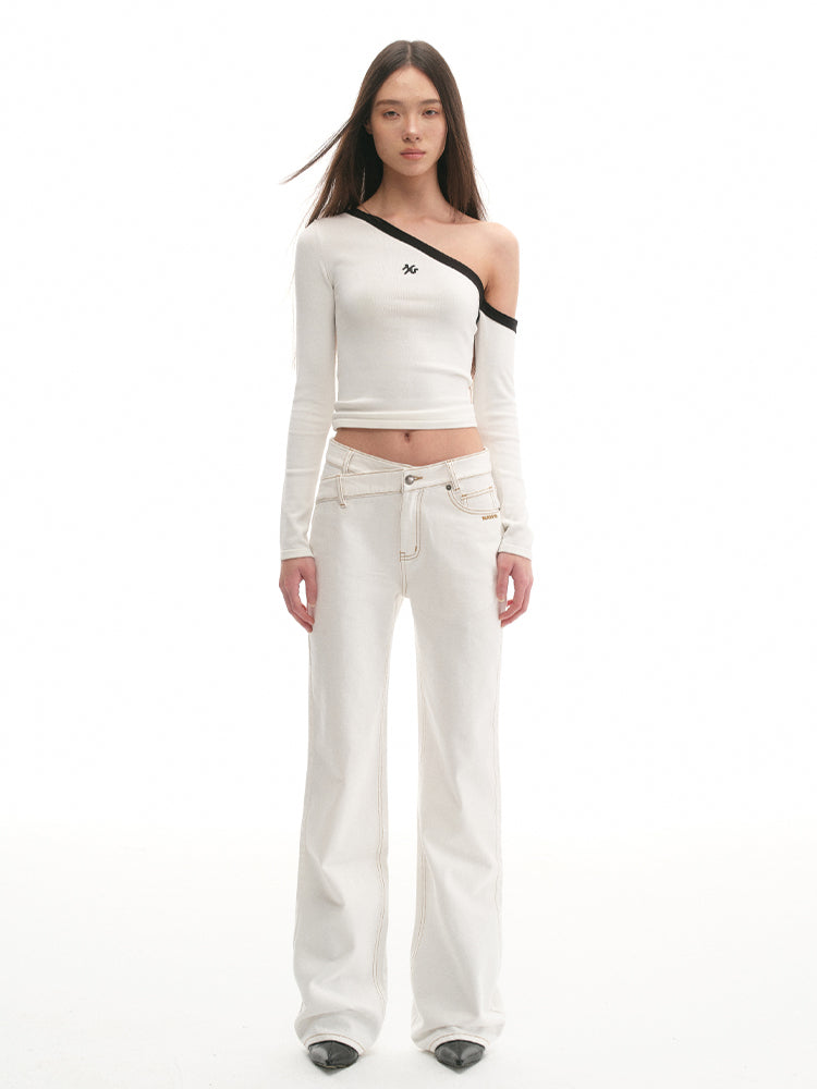 Relaxed-Fit High-Waisted V-Jeans - CHINASQUAD