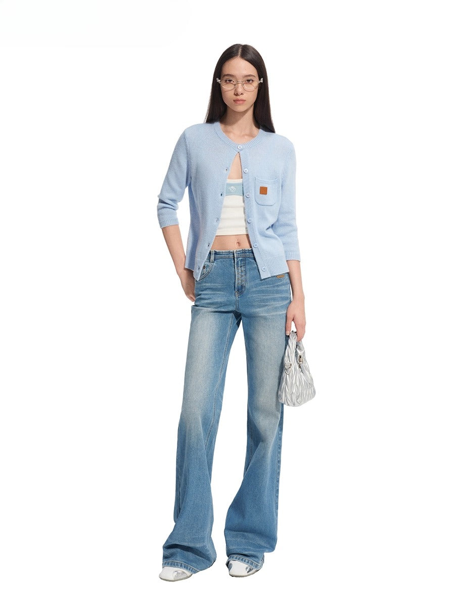 Cashmere Round Neck Regular Shoulder Cardigan - CHINASQUAD