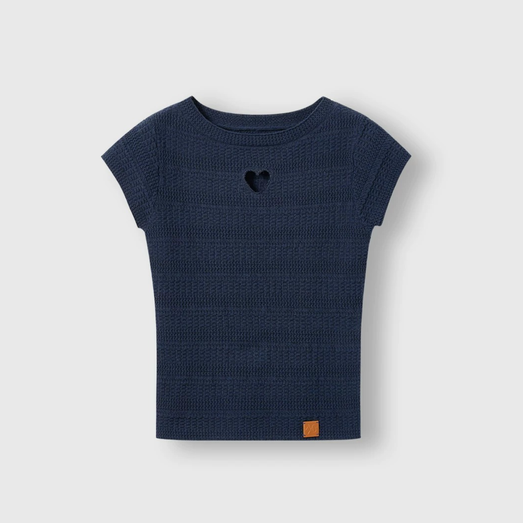 Heart-Cut Linen Blend Fitted Tee