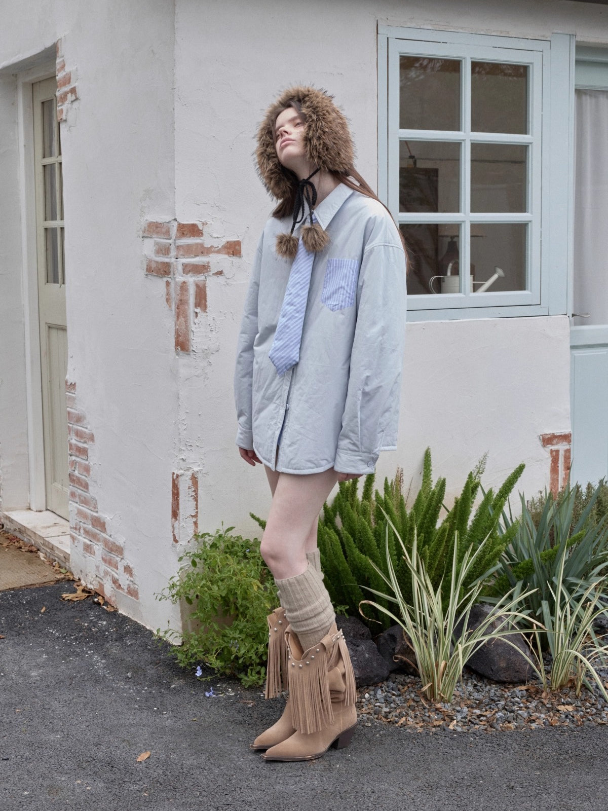 Reversible Faux Fur Pom-Pom Ear Muff Collar - CHINASQUAD