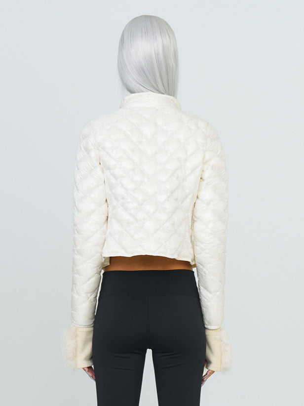 White Slim Fit Down Jacket - CHINASQUAD