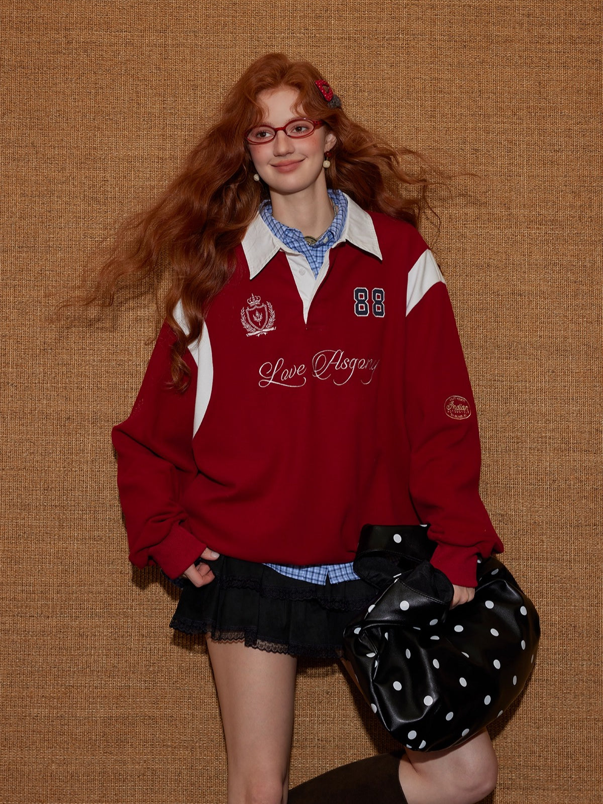 Embroidered Drawstring Rugby Polo Sweatshirt - CHINASQUAD