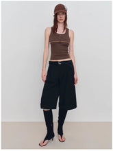 Fake Two-Piece U-Neck Camisole Tank Top - CHINASQUAD