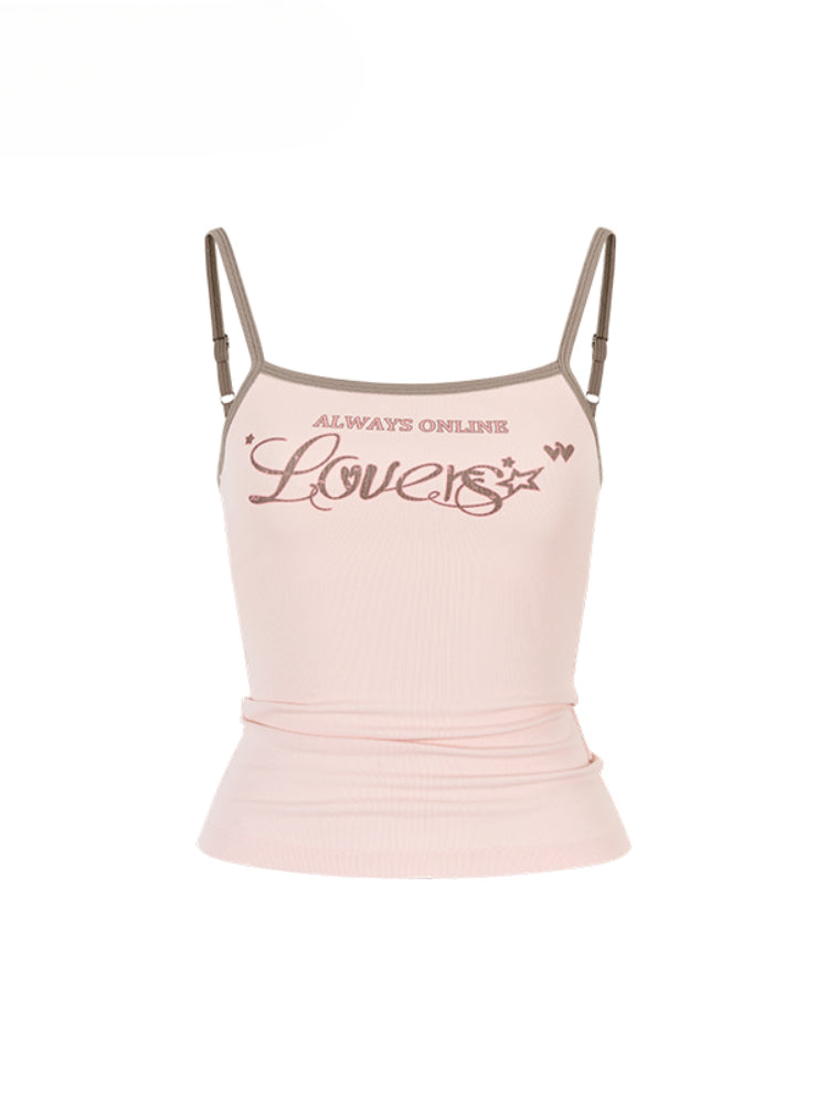 Color-Block Letter Print Camisole - CHINASQUAD