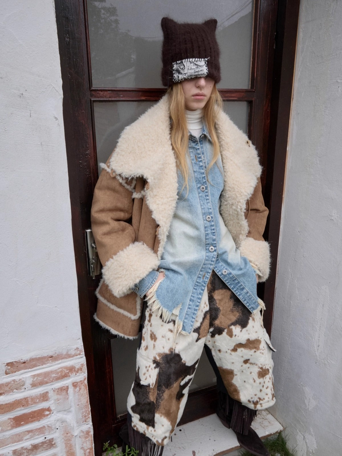 Toggle Collar Reversible Shearling Jacket