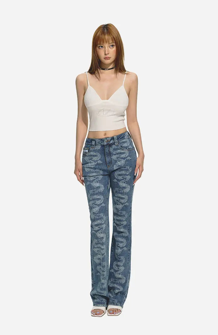 Blue Low-Waist Skinny Straight-Leg Jeans - CHINASQUAD