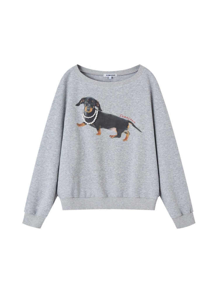 Pearl Dachshund Off-Shoulder Sweatshirt