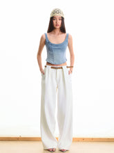 Twill Denim Big U-neck Waist Cinching Vest - CHINASQUAD