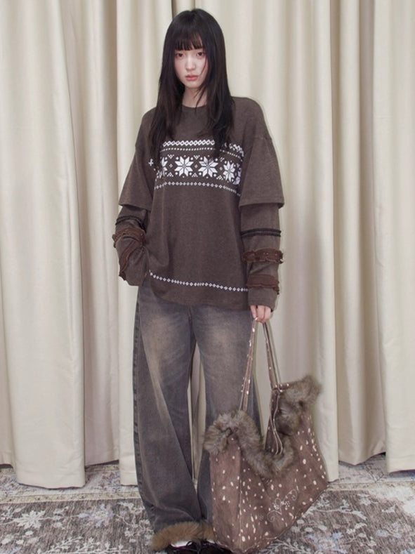 Layered Lace-Trim Long-Sleeve T-Shirt