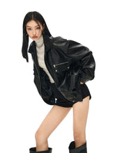 Black & White Vintage Silhouette Collar Moto Jacket - CHINASQUAD