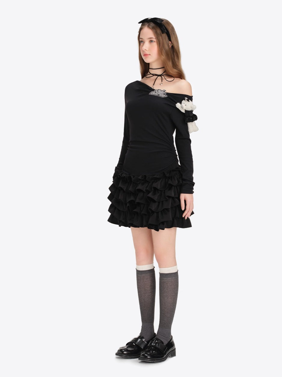 Off-Shoulder Tiered Mini Dress