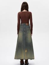 Split Deconstructed A-line Denim Skirt - CHINASQUAD