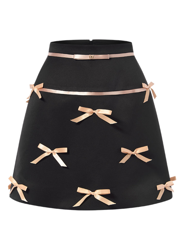 Off-Shoulder Bowknot Top & Skirt Set - CHINASQUAD