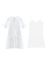 Checkered Hollow-Out Ruffled Dress Set - CHINASQUAD