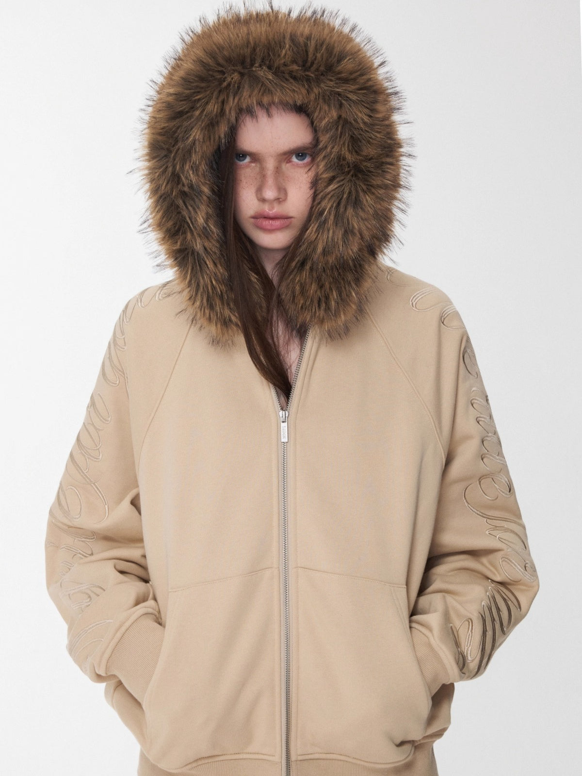 Faux-Fur Sweatshirt & Jogger Set