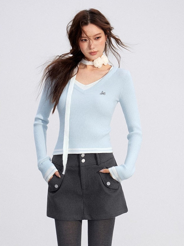 Slim-Fit Soft-Touch Knit Blouse