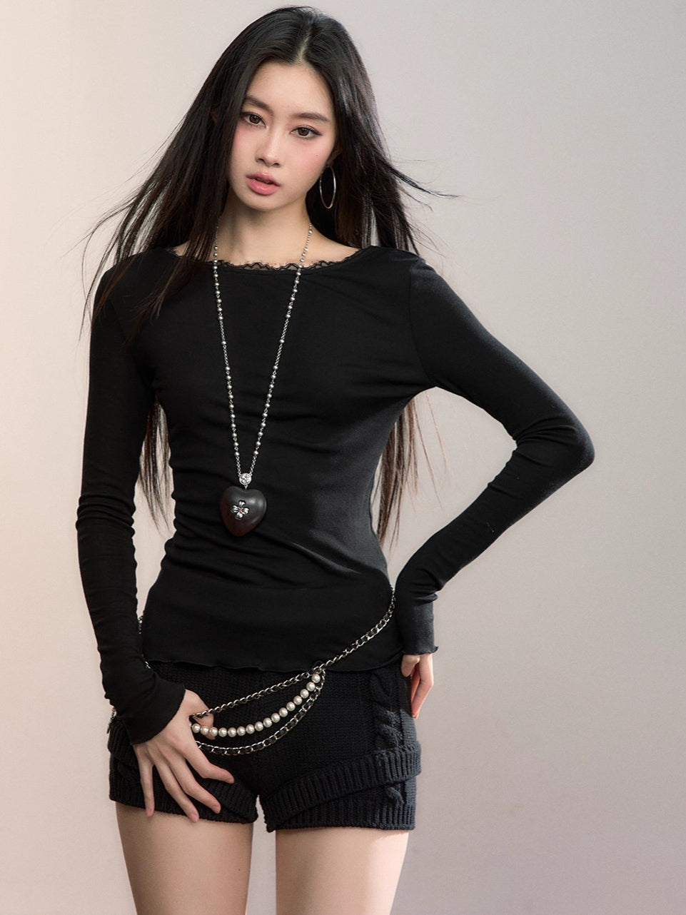 Textured Knit High-Waist Shorts