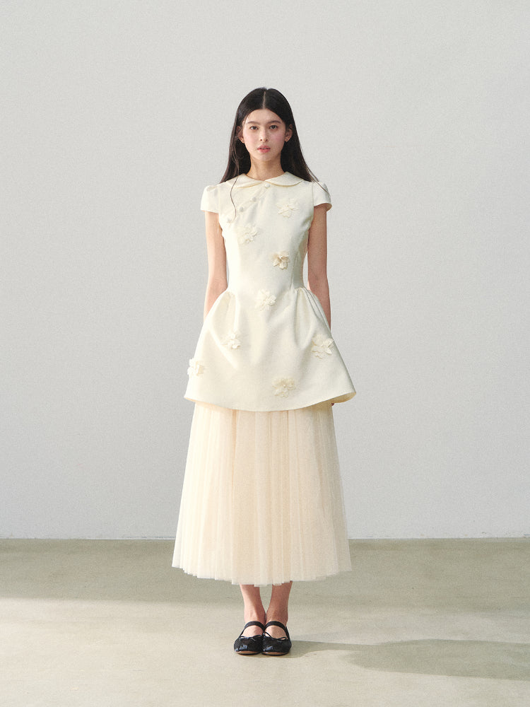 Doll-Collar Puffy Dress - CHINASQUAD