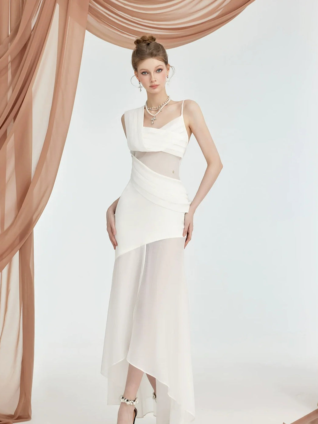 Ayla Slit Full-Skirt Dress Final Sale: Sheer Luck