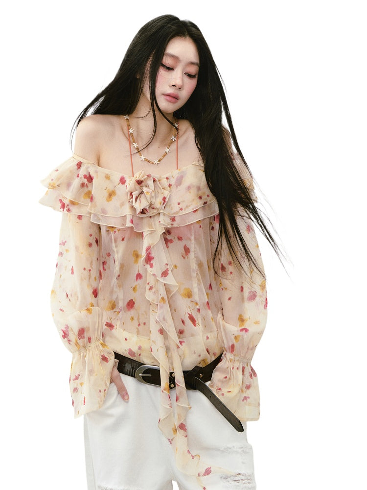 Floral Camisole Off-Shoulder Top - CHINASQUAD