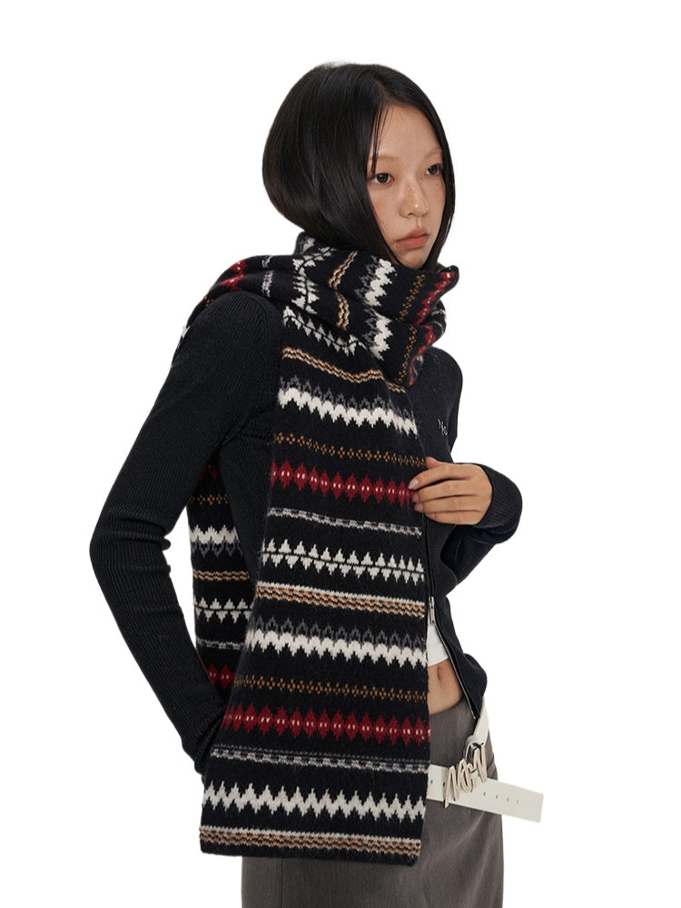 Blue & Black Fair Isle Scarf - CHINASQUAD