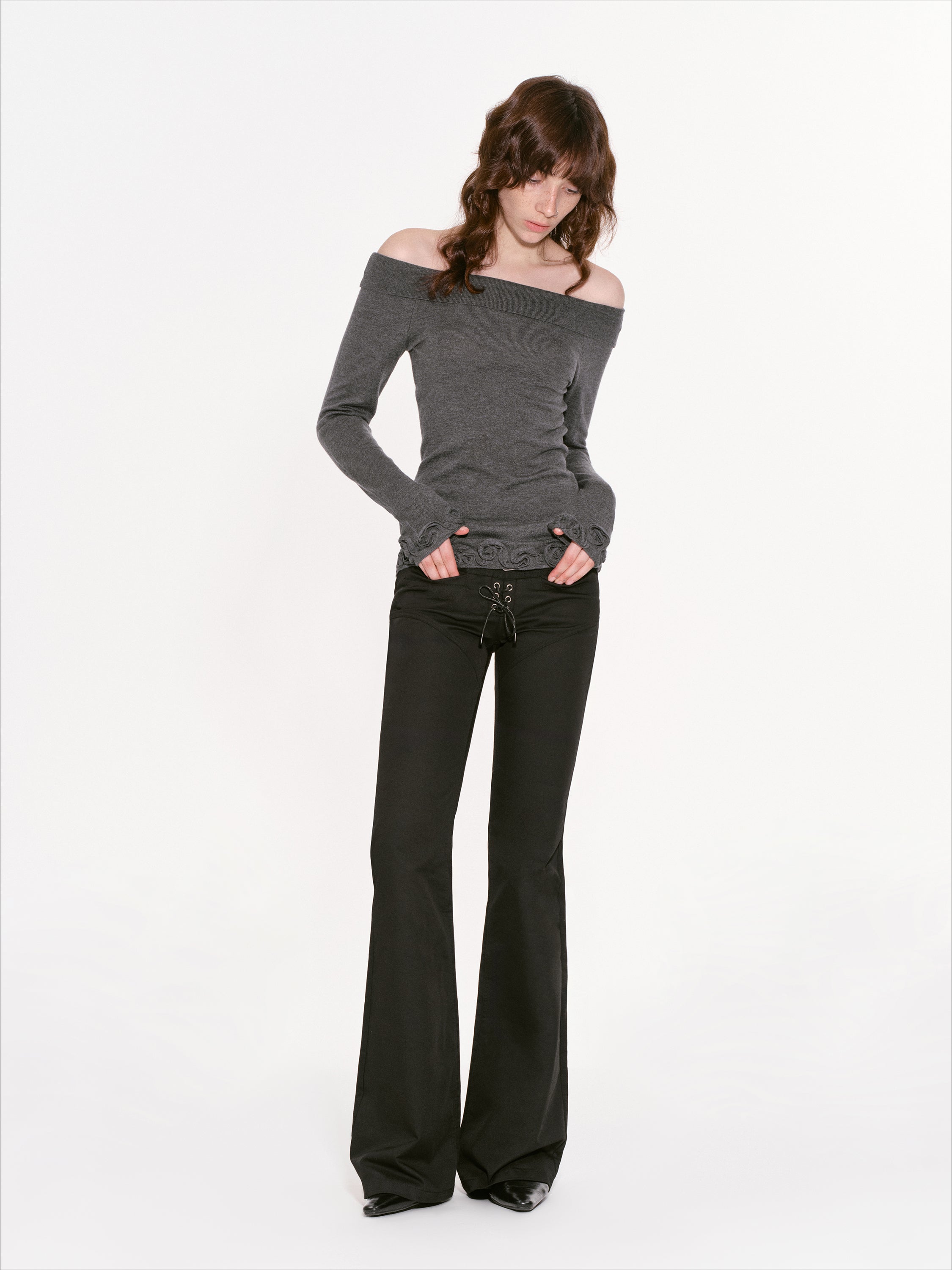 High-End Wool Off-shoulder Knit  - CHINASQUAD