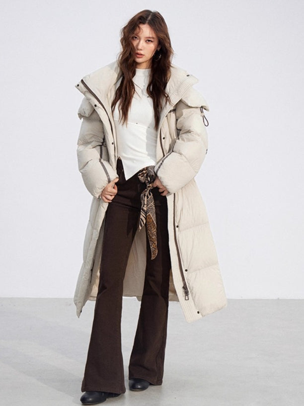 Down Hooded Longline Puffer Coat