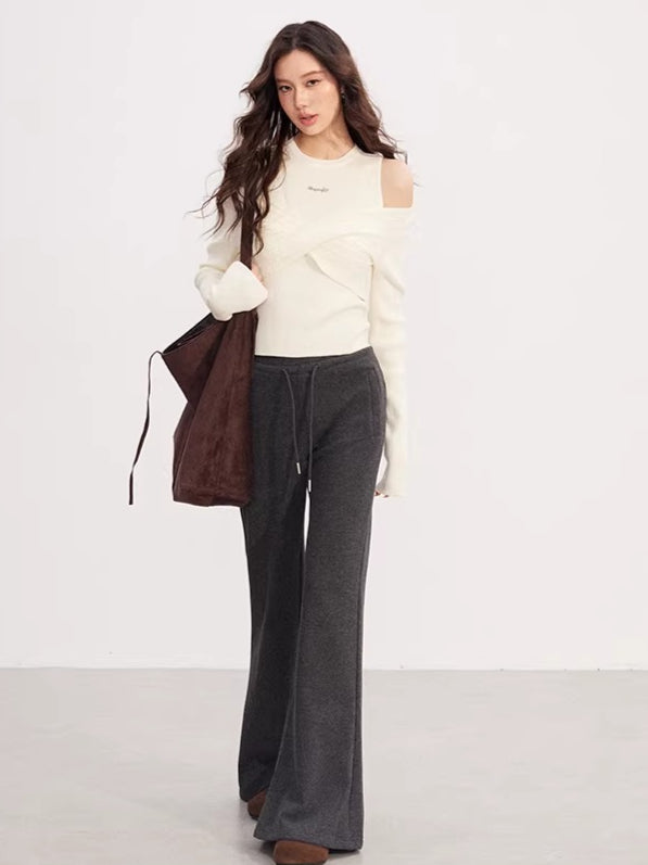 High-Waisted Fleece-Lined Micro-Flare Pants
