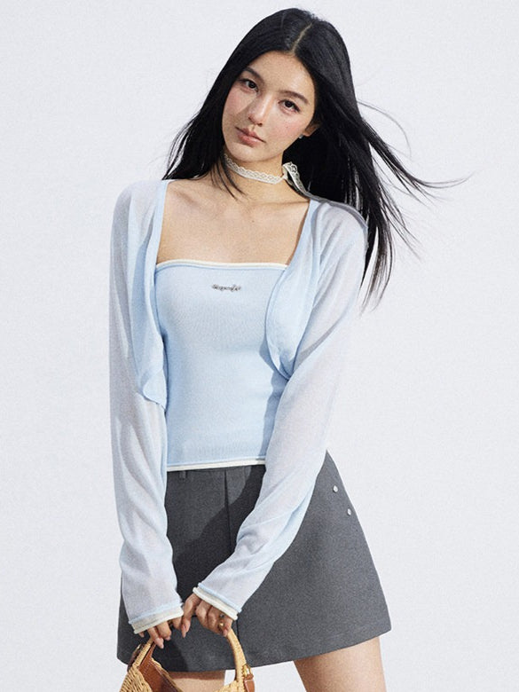 Shawl Cardigan and Bandeau Two-Piece Set
