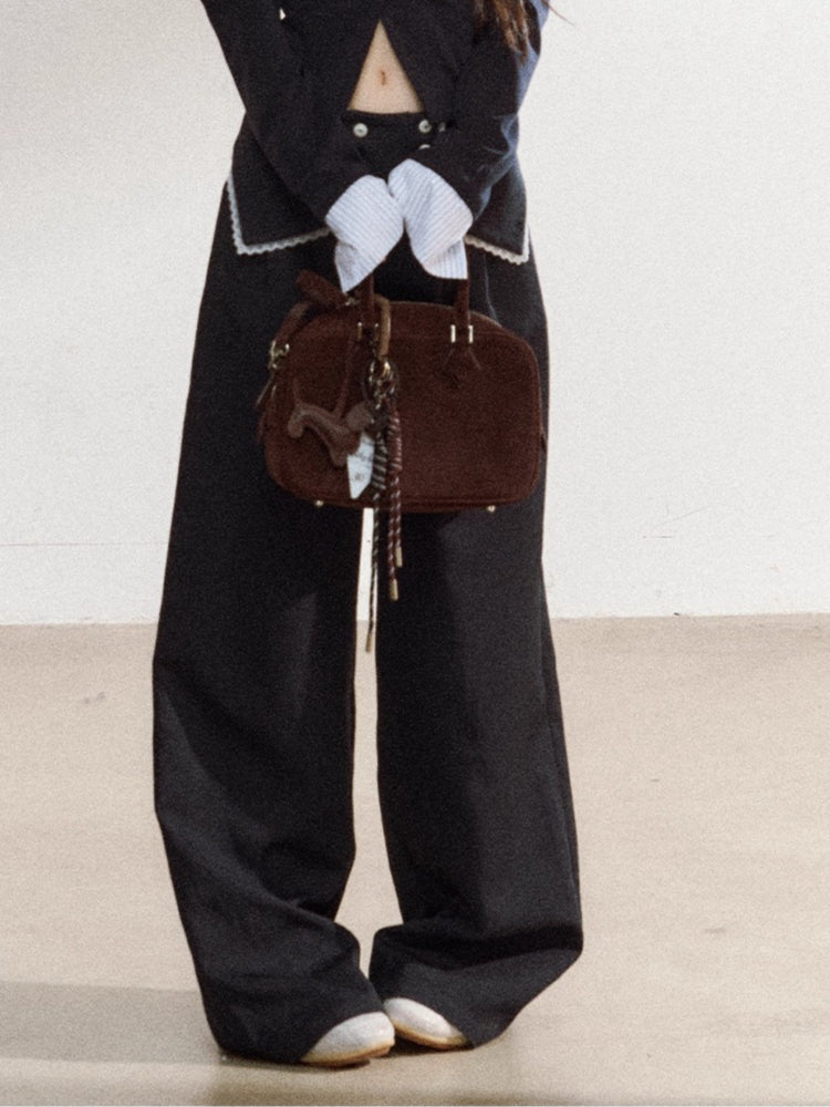 Off-Shoulder Striped Lapel Blouse & Pants Set - CHINASQUAD