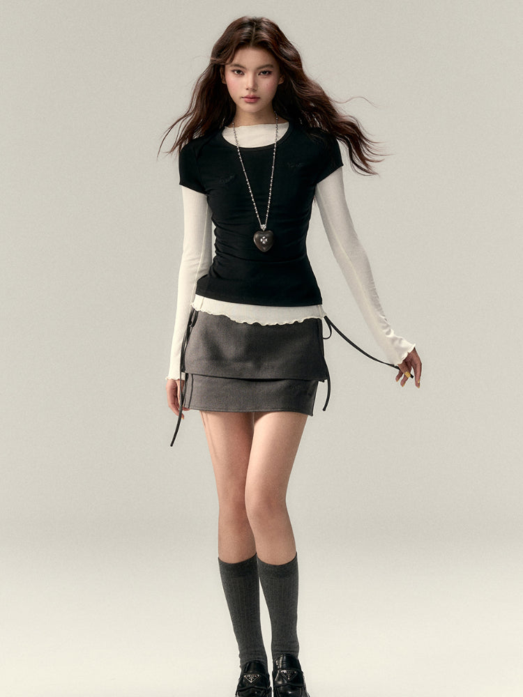 Embroidered Letter Short-Sleeve T-shirt - CHINASQUAD