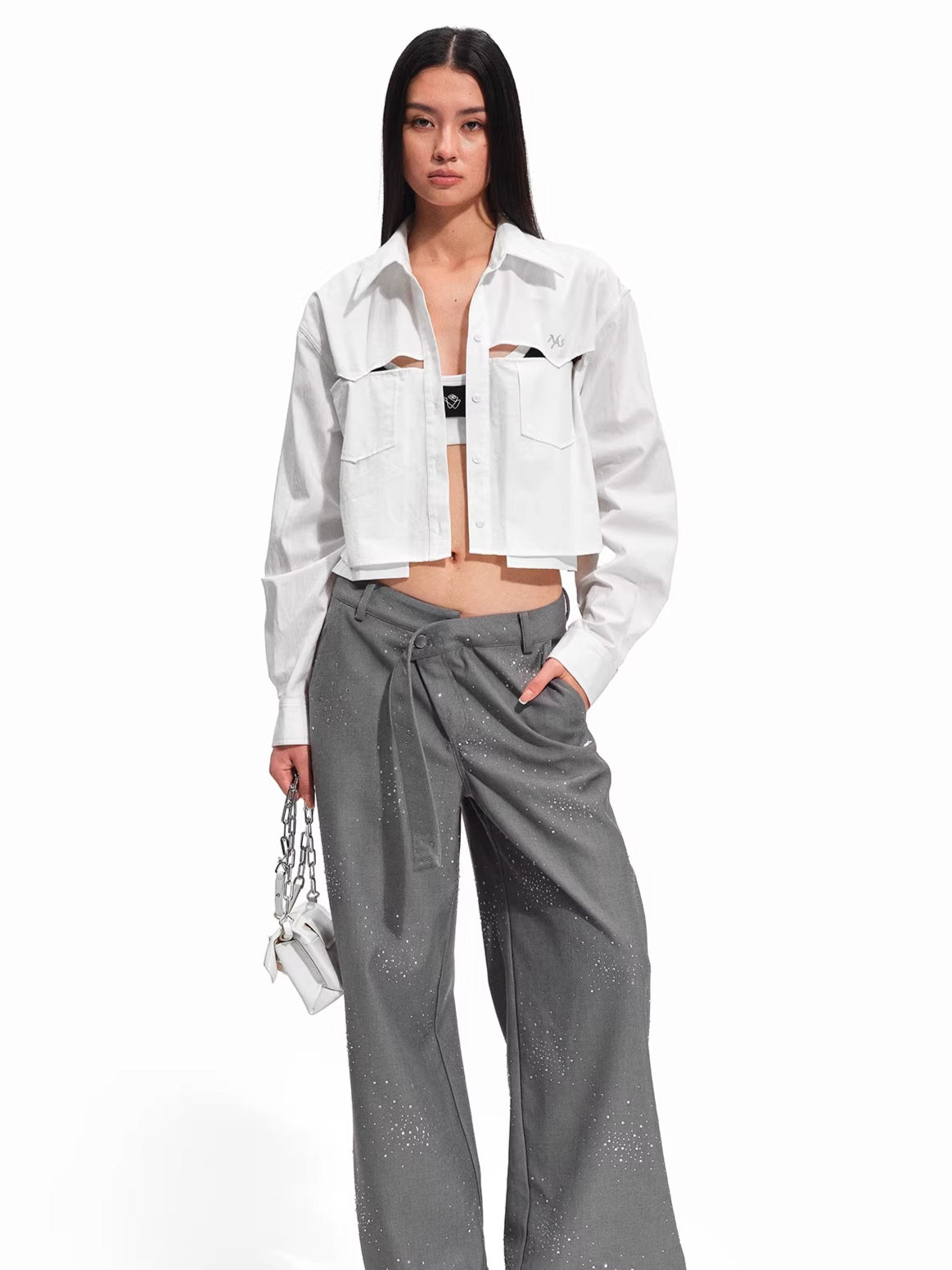 Hyde Lyocell-Cotton Cutout Cropped Shirt