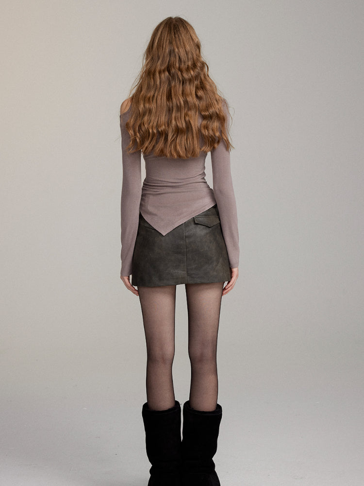 Shoulder Cutout Asymmetric Fitted T-shirt - CHINASQUAD