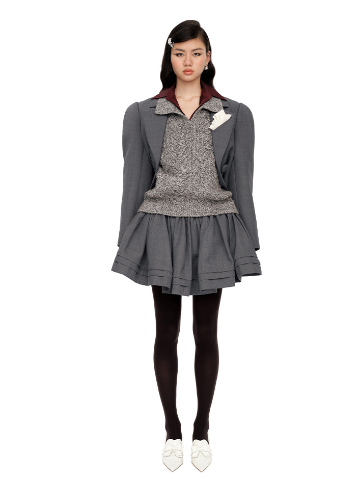 Wool Lapelled Structured Blazer - CHINASQUAD