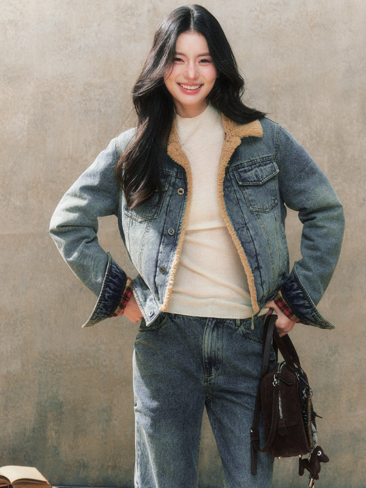 Blue Fleece-Lined Denim Jacket - CHINASQUAD