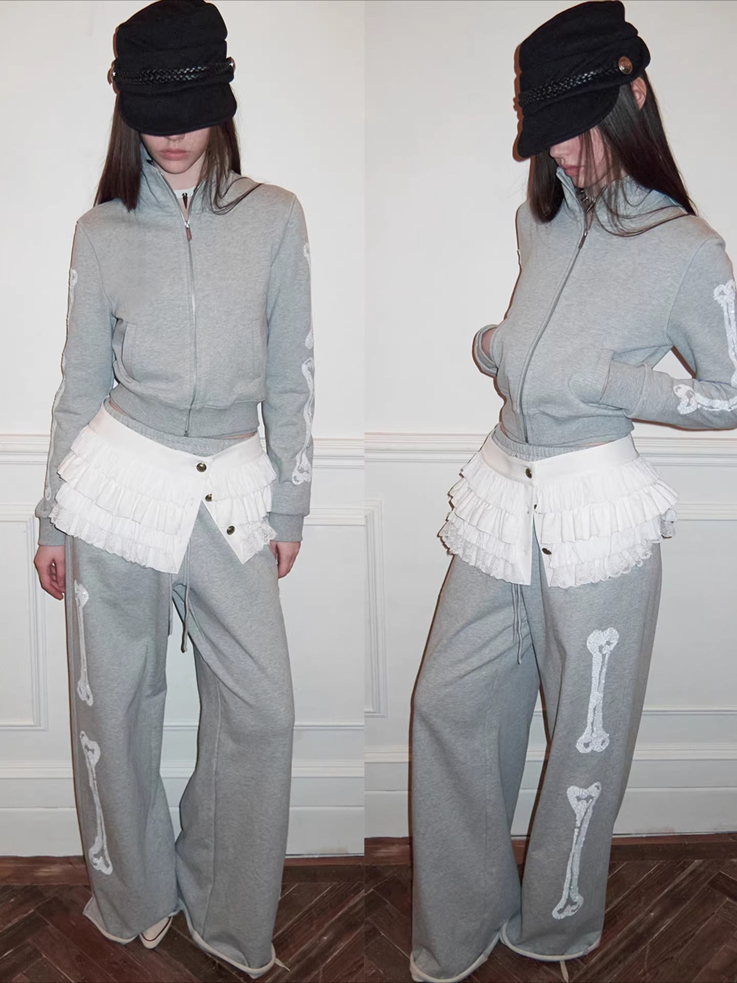 Stand-Collar Cropped Sweatshirt & Jogger Set