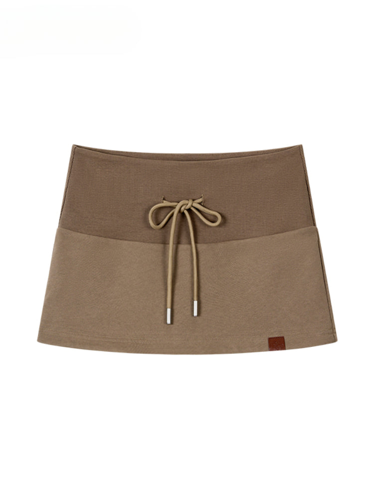 Patchwork Drawstring Bodycon Skirt - CHINASQUAD