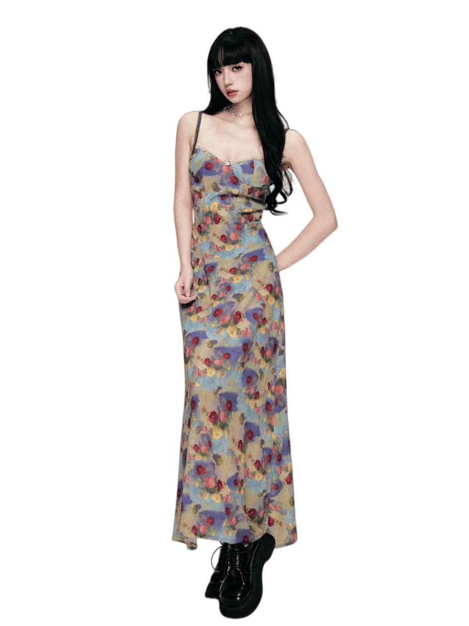 French Vintage Floral Slip Dress
