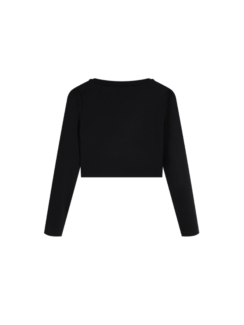 Bow Low-Cut Long-Sleeved Top